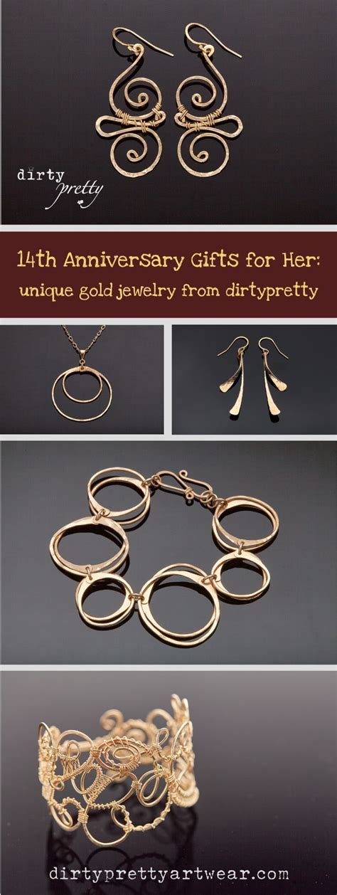 Inspiration for modern and traditional anniversary gifts guide. 14th Anniversary Gifts for Her: unique gold jewelry for ...