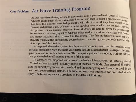 Solved Case Problem Air Force Training Program An Air Force Chegg Com