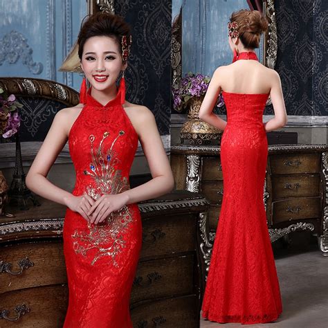 Wedding Party Cheongsam Chinese Traditional Womens Sexy Backless Costume Evening Dress