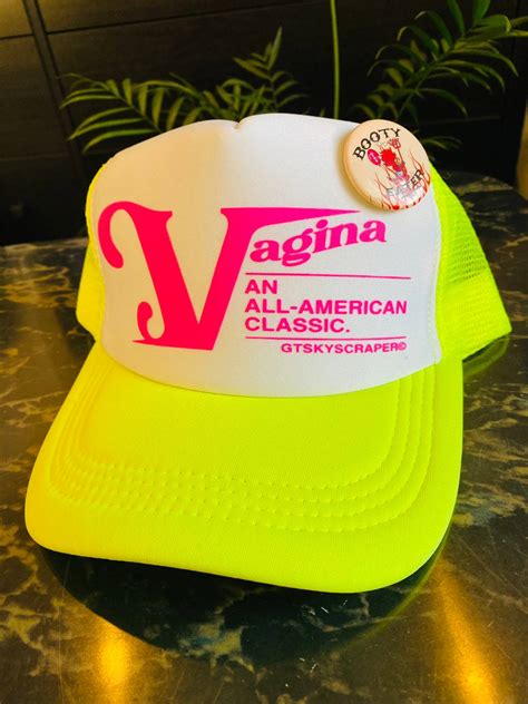 vintage vagina classic logo trucker hat in electric green grailed