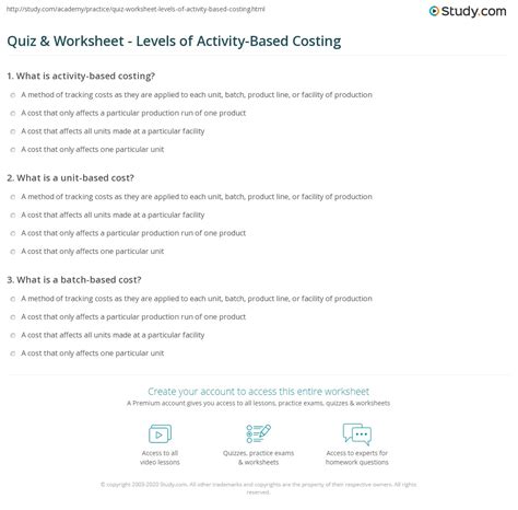 Quiz Worksheet Activity Based Costing Procedure Study Hot Sex Picture