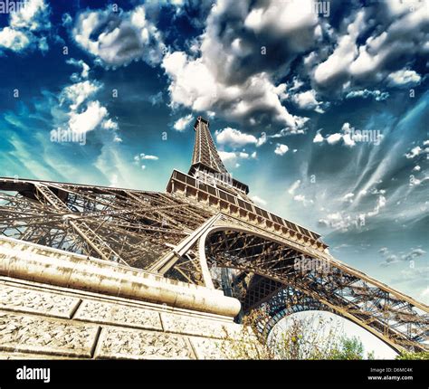 Paris Gorgeous Wide Angle View Of Eiffel Tower In Winter Season La