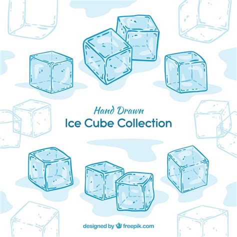 Hand Drawn Ice Cube Collection Free Vector