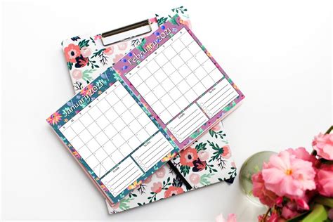 Free Printable 2021 Floral Calendar