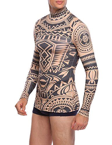 COOFANDY Men S Tattoo Tribal Style Slim Fit Maui Nude Turtleneck Shirt