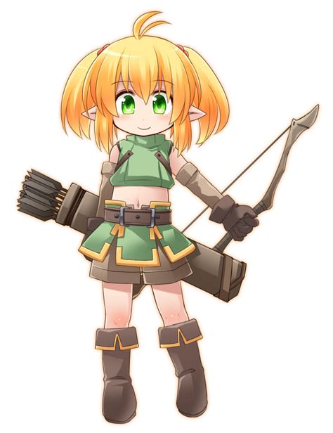 Kso Original 1girl Ahoge Arrow Projectile Belt Blonde Hair Boots Bow Weapon Elf