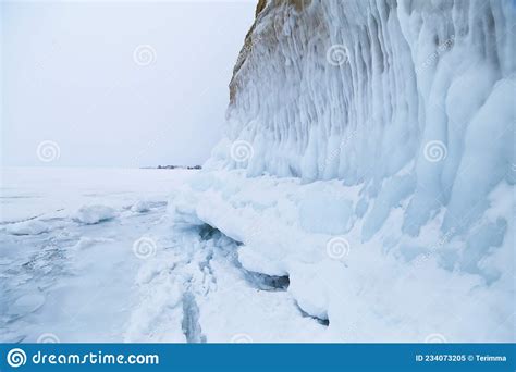 Ice Covered Rock In Lake Baikal Stock Image Image Of Beautiful Lake