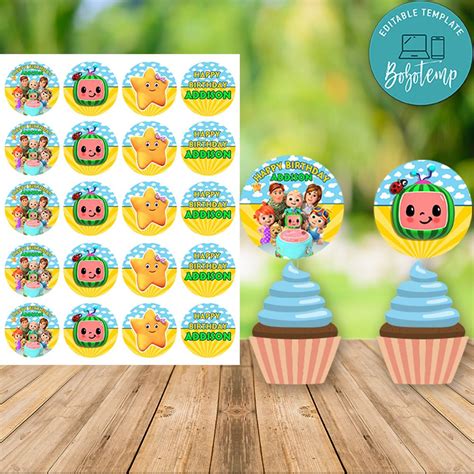If your kid loves cocomelon, then we suggest downloading or printing the most interesting coloring pages with your favorite characters. Cocomelon Happy Birthday Cupcake Topper Digital File Printable | Bobotemp