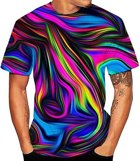 Misaky Mens D Tshirts Summer Cool Optical Illusion Shirt Creative Round Neck Short Sleeve Top