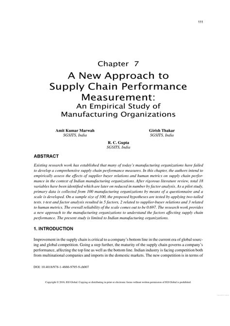 Pdf A New Approach To Supply Chain Performance Measurement An