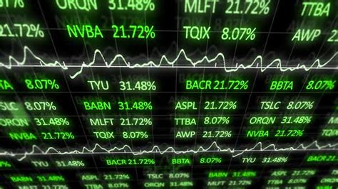 Animation Of Stock Market Display With Stock Market Tickers And Graphs