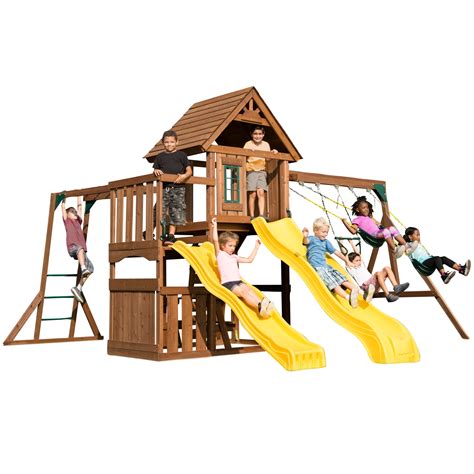 Buy Swing N Slide Timberview Wooden Swing Set With Two Slides And