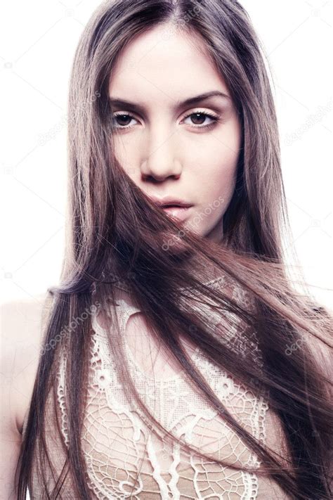 Fashion Portrait Of Young Beautiful Elegant Woman Close Up Stock Photo