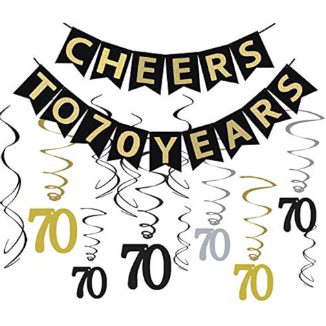 70th Birthday Party Decorations Kit Cheers To Years Banner Sparkling