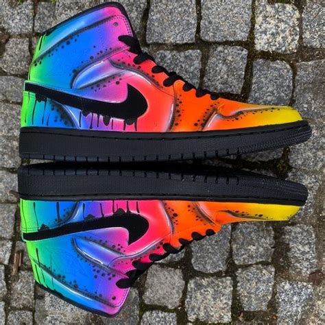 Custom Nike Jordan 1 Mid „neon Flash Unique And Handpainted Sneakers