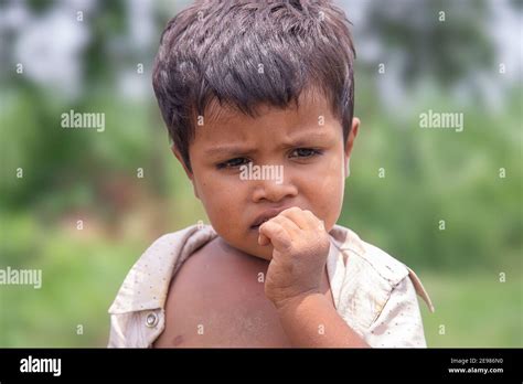 Poor Indian Child In Outdoor Background Stock Photo Alamy