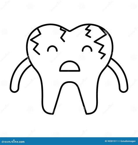 Broken Tooth Sad Character Icon Stock Vector Illustration Of Dentist