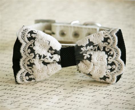 Lace Black Dog Bow Tie Vintage Wedding Pet Wedding