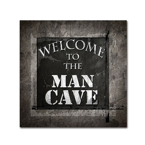 Trademark Fine Art Welcome To Man Cave Warning I Canvas Art By