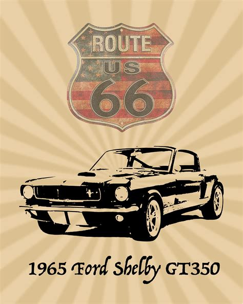 Vintage American Muscle Car Poster Print Shelby Gt350 With Etsy