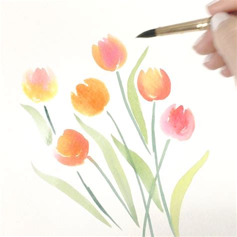 How To Paint Watercolor Tulips Simple Easy Watercolor Flowers
