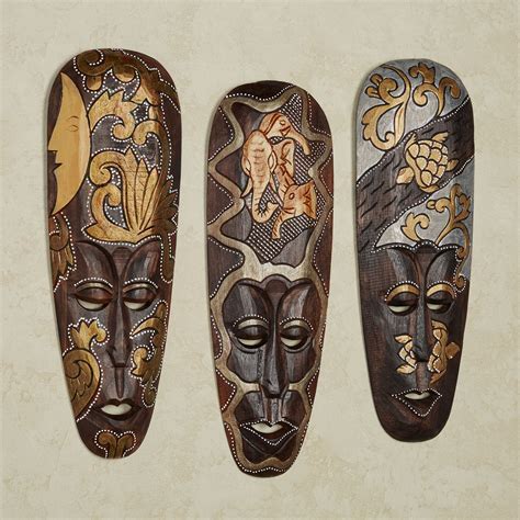 Masks Of Africa Handcarved Wood Wall Art Set