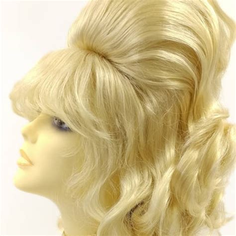 Platinum Blonde Wavy Beehive Costume Wig Etsy