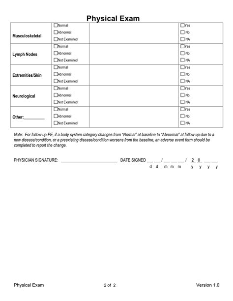 Normal Complete Physical Exam Template Template