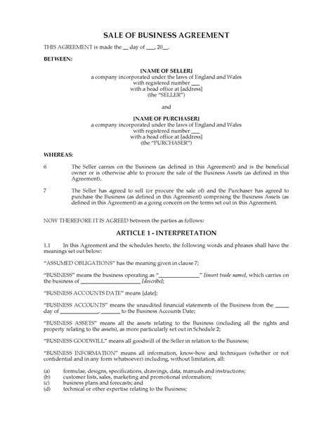 30 Business Sale Contract Template | Template Library in 2021 | Contract template, Word template ...