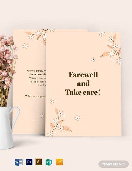 Simple Office Farewell Card Template Free  Illustrator Word