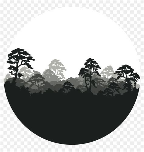Black And White Silhouettes Of Trees In The Forest Hd Png Clipart