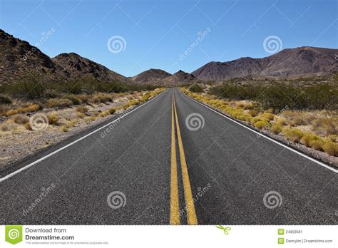Long Road Ahead Of Death Valley National Park Stock Image Image Of