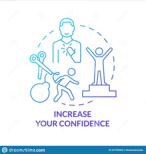 Increase Confidence Blue Gradient Concept Icon Stock Vector