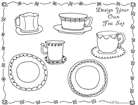 Make a coloring book with cat tea party for one click. bnute productions: Tea Party Art Activity Ideas