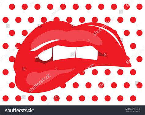 Biting Her Red Lips Teeth Pop Stock Vector Royalty Free 176298812 Shutterstock