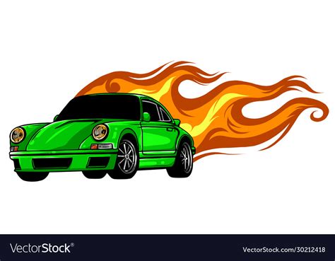 Fast Car Flames Design Art Royalty Free Vector Image
