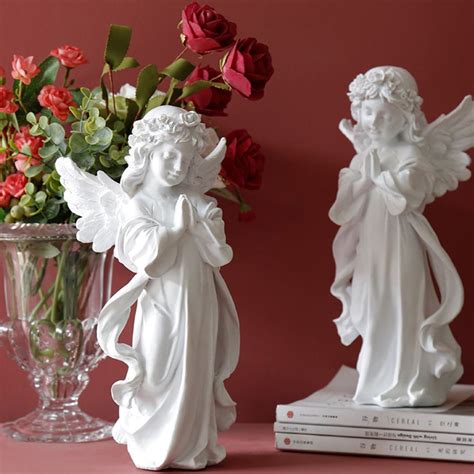 Angel Figurine Able Faerie Angel Cherub Sculpture Praying Statue For