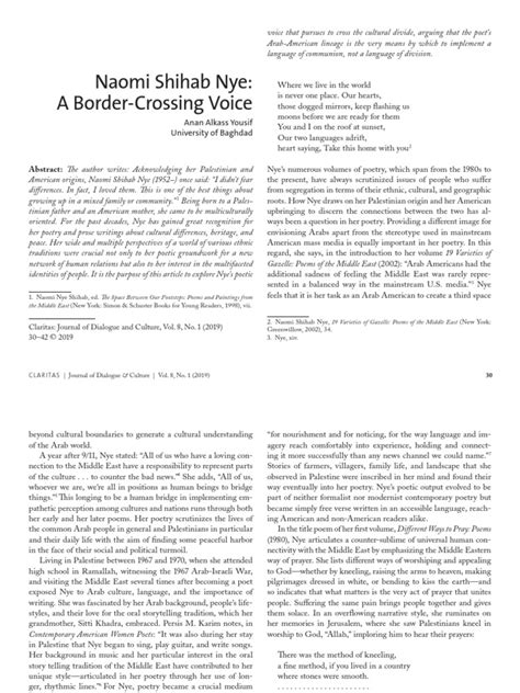 Naomi Shihab Nye A Border Crossing Voice Pdf Poetry Prayer