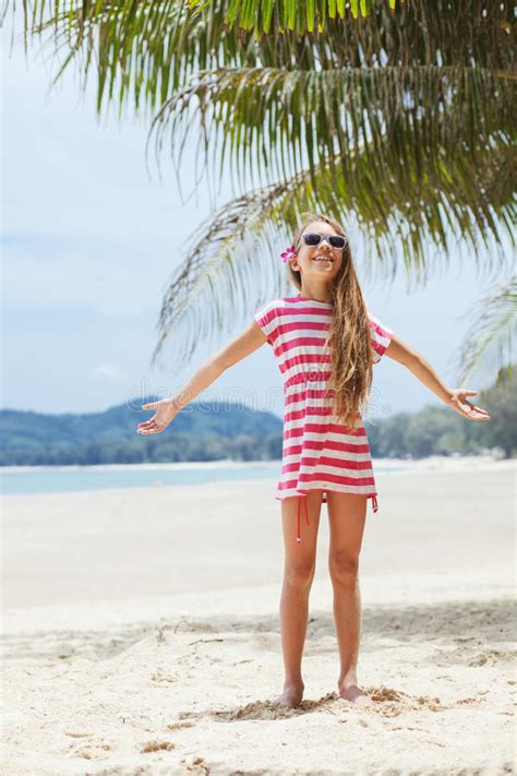 Kid Girl On The Beach Stock Photo Image Of Happy Preteen