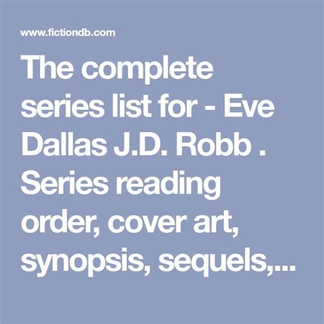 The Complete Series List For Eve Dallas Jd Robb Series Reading