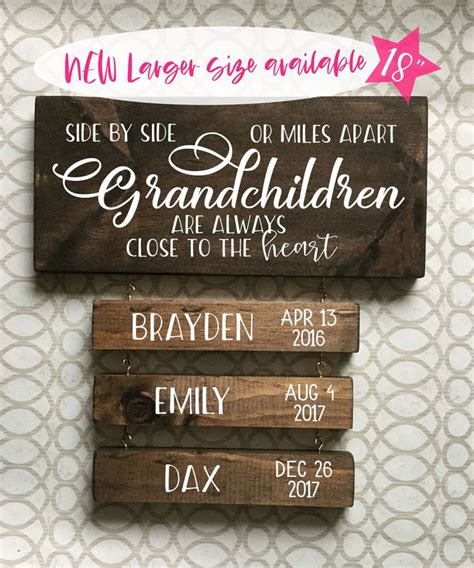 Personalized Grandkids Sign With Names And Birth Dates New Larger Size