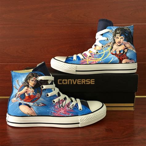 Converse All Star Hand Painted Shoes Wonder Woman Men