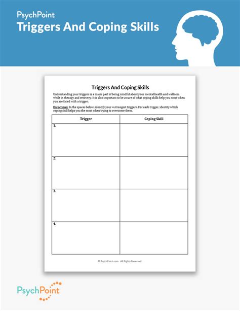 Triggers And Coping Skills Worksheet Psychpoint Coping Skills Worksheets