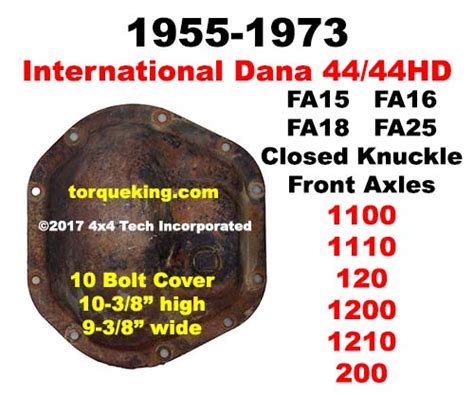 Dana 44 44hd Axle Identification To Fit 1955 1973 International Front Axle
