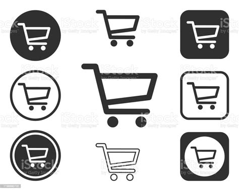 Web Store Shopping Cart Icon Shape Button Set Internet Shop Buy Logo