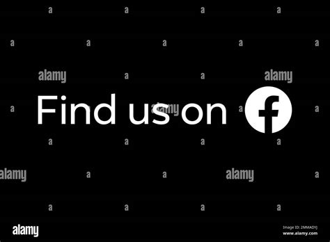 Facebook Find Us On Facebook Black Background Logo Brand Name Stock