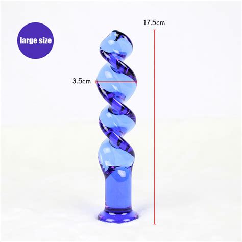 blue spiral crystal penis female masturbation smooth glass butt plug addict stick adult health