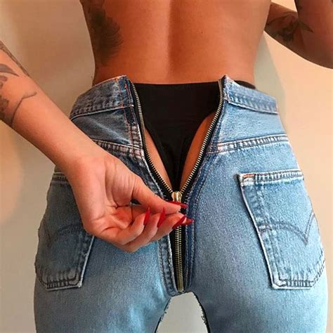 High Waist Jeans Women Sexy Back Zipper Denim Pants Vintage Skinny
