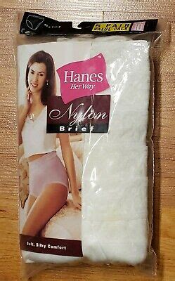 Vintage 1999 Hanes Her Way P570WH 5 Pack White Nylon Briefs Lace Trim