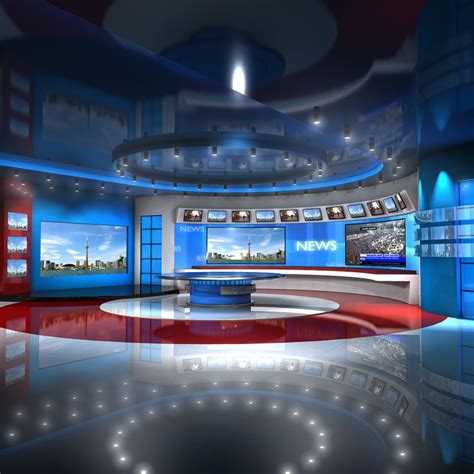 European Virtual Set News Studio 3d Model